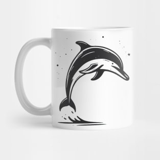 Stick Figure of a Dolphin in Black Ink Mug